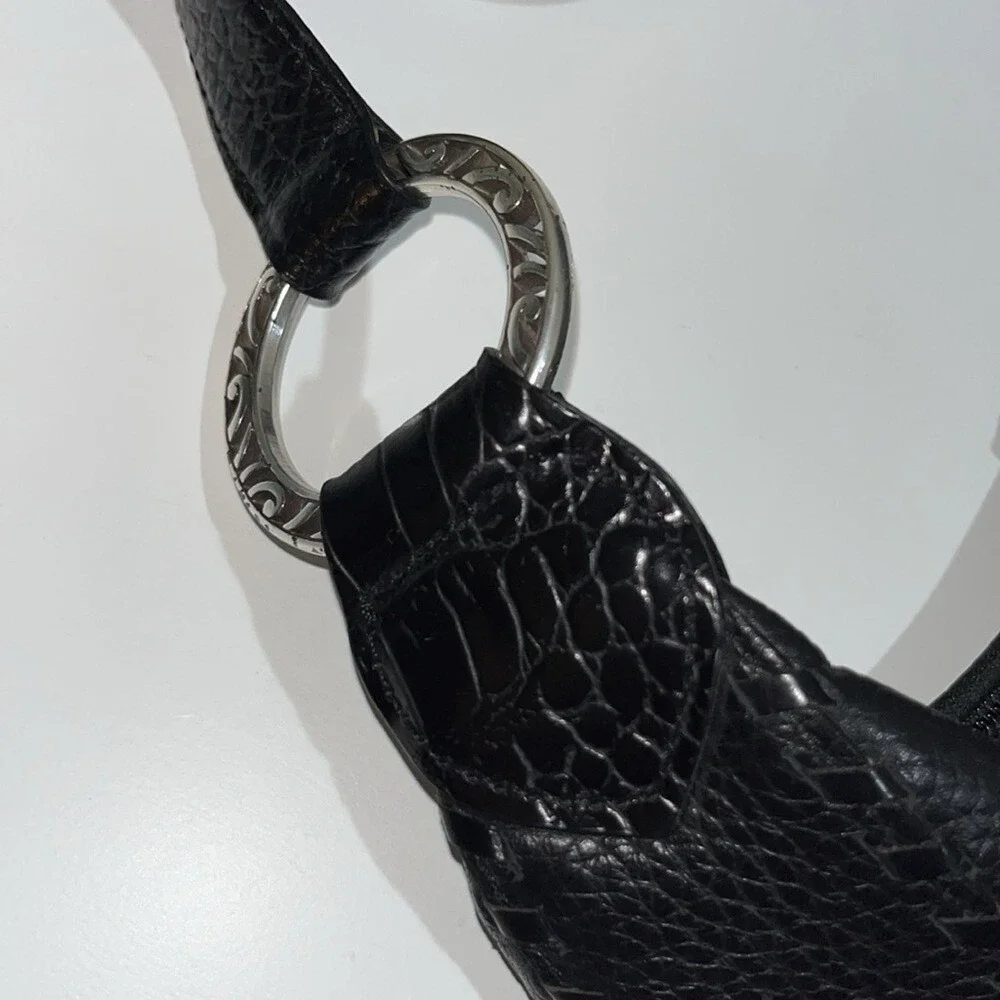Brighton Franki Black Pebbled Leather Hobo‎ Purse Shoulder Bag Quality Designer